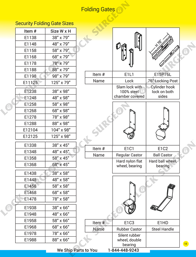 Airdrie Folding gate window security bars & parts for businesses & storefronts.