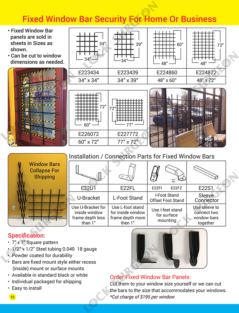 Fixed window bar panels are sold in sheets in various sizes or can be custom cut Airdrie.