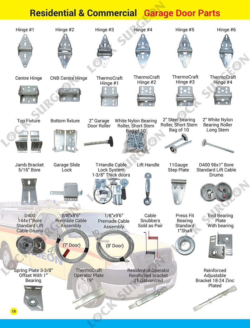 Lock Surgeon Parts Supply have in-stock residential garage door replacement parts Airdrie.