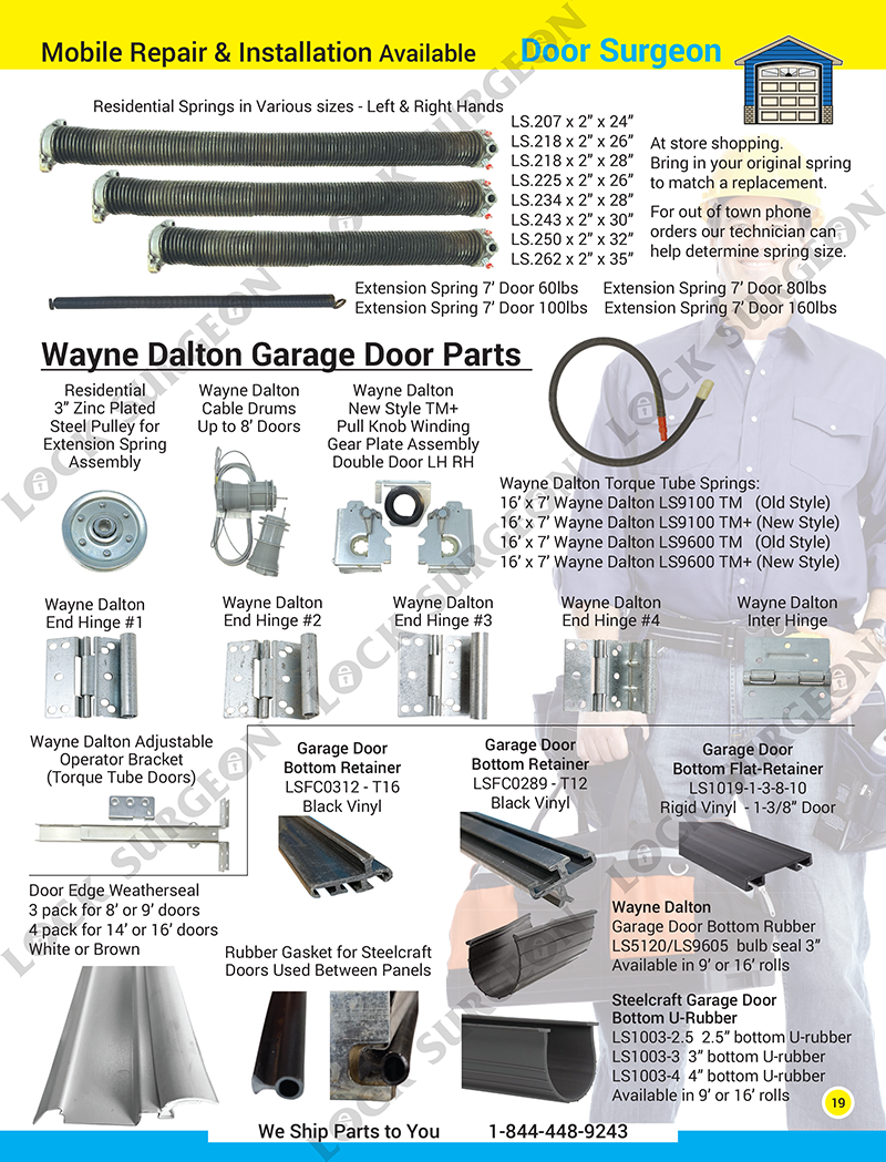 Airdrie Lock Surgeon Parts Supply stock repair & insatallation parts for garage doors.