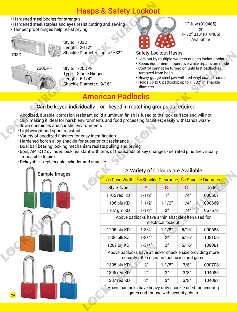 Hasps & american padlocks for lockout-tagout control Airdrie.