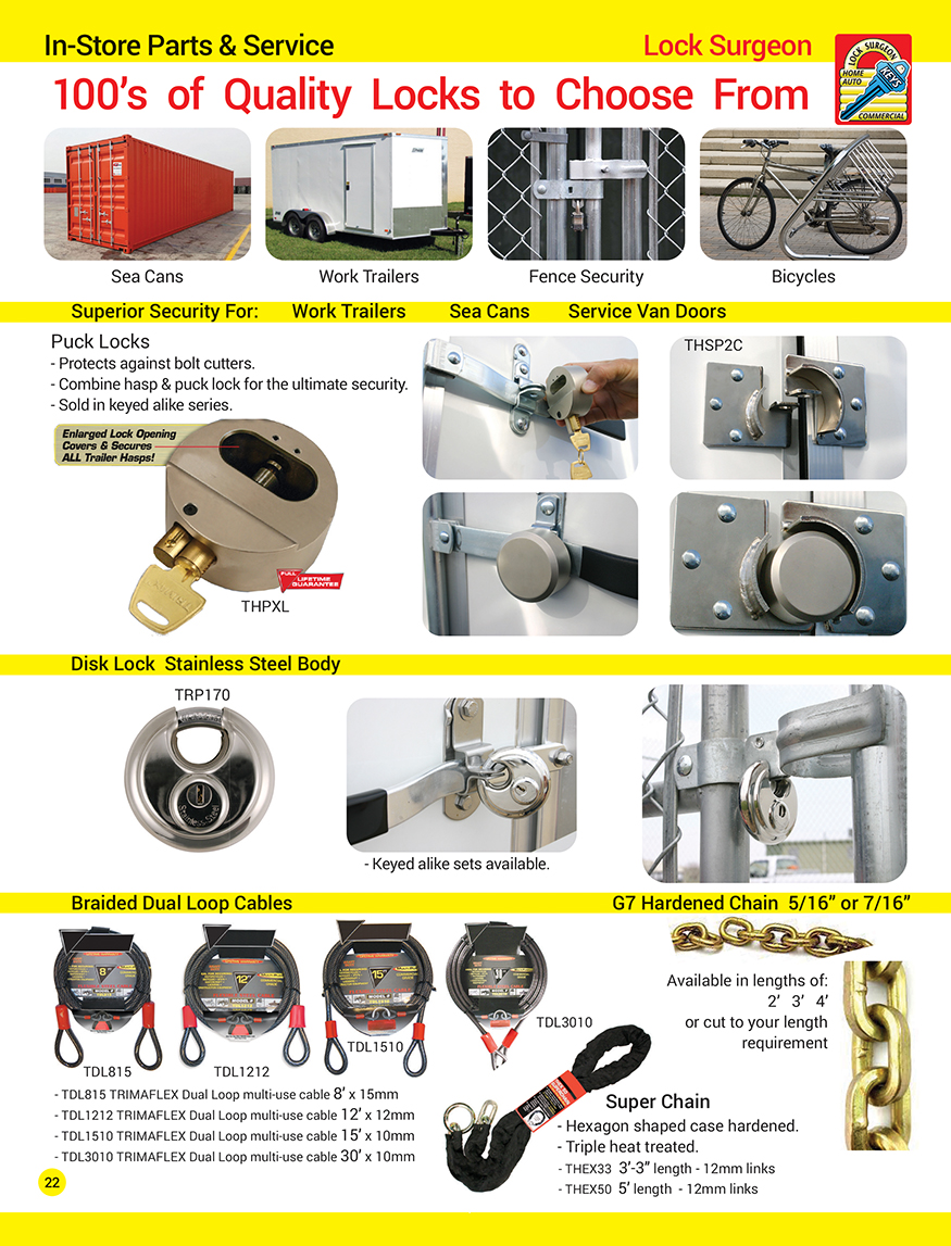 Airdrie padlocks sea-cans padlocks for trailers & fences braided cable & high-strength hardened chain.