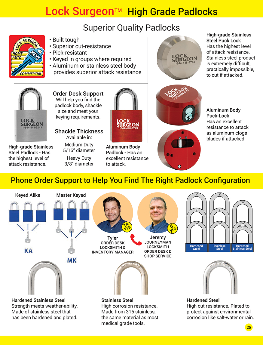 Airdrie High grade superior quality padlocks built tough pick-resistant, aluminum or stainless steel.