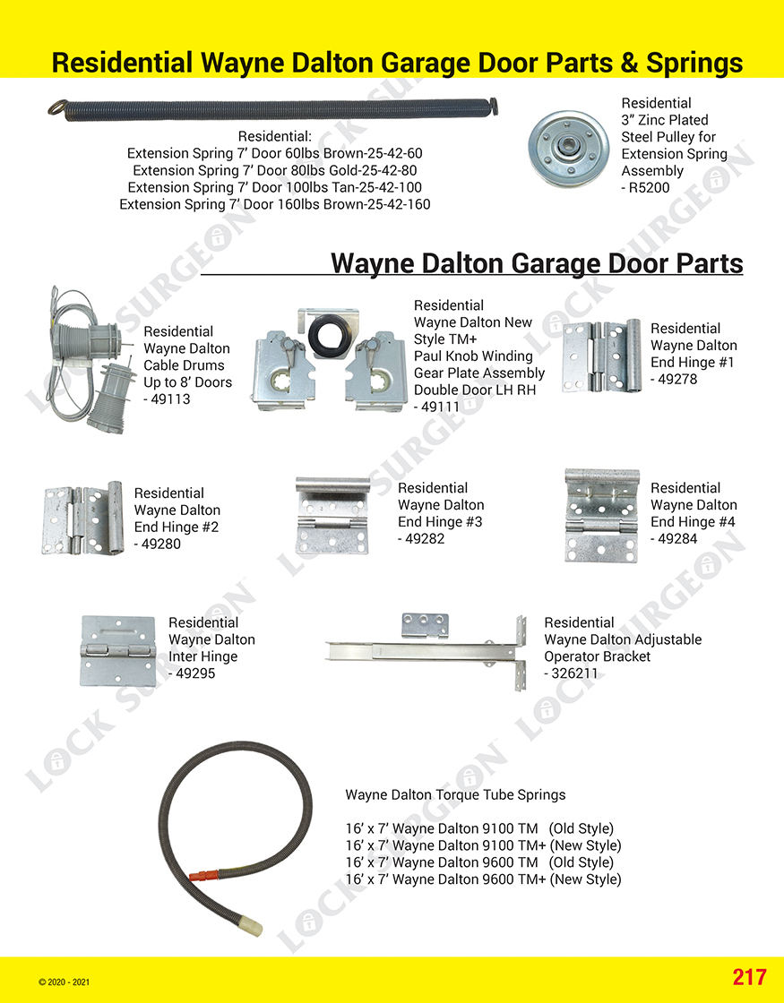 Banff Garage door lift-assist guides extension coils zinc-plated steel pulley & wayne dalton springs