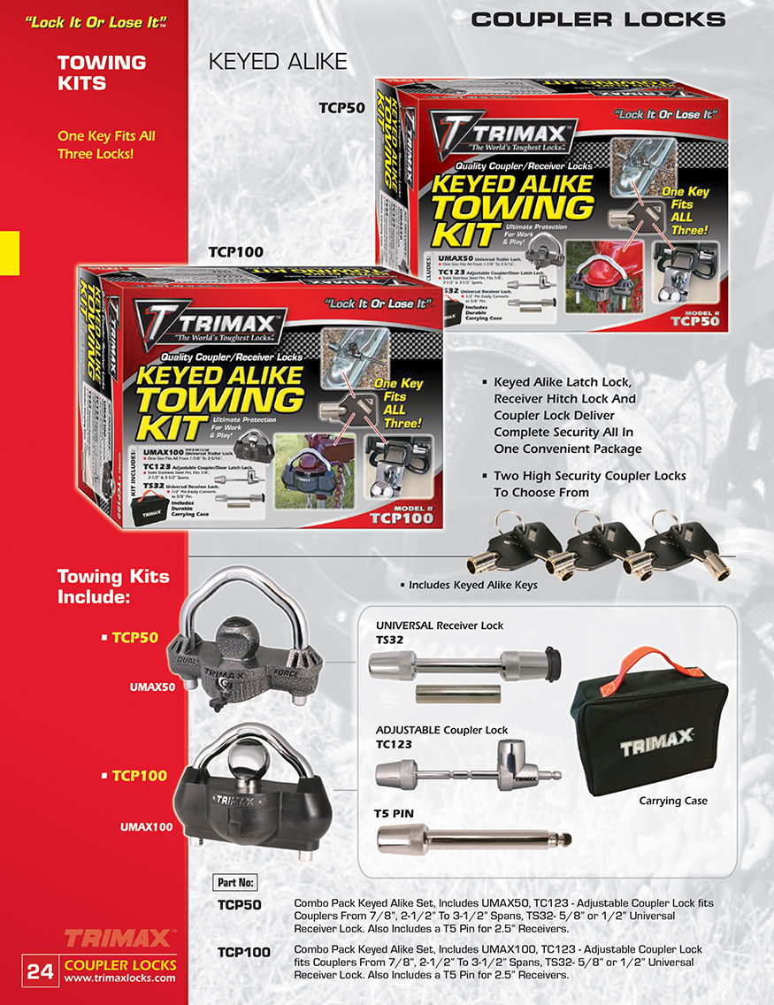 Banff Coupler lock towing kits keyed alike, latch locks, hitch lock & coupler locks.