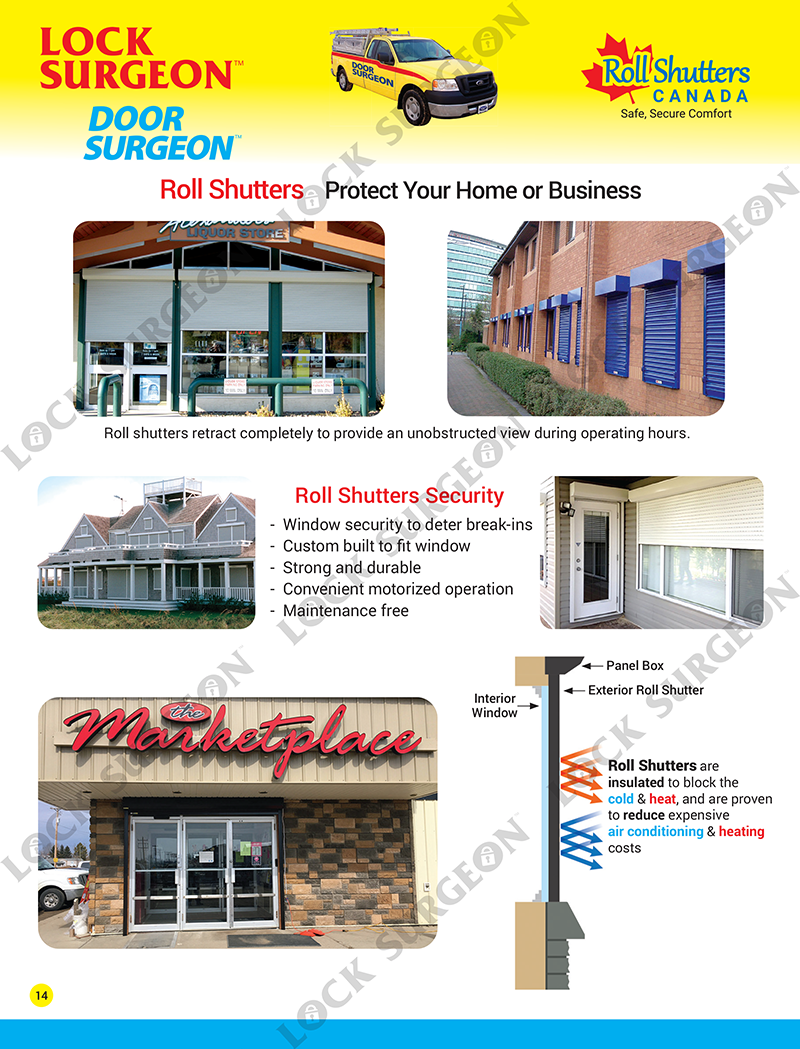 Commercial & residential roll shutter security protection products deter break-in attempts Barrhead.