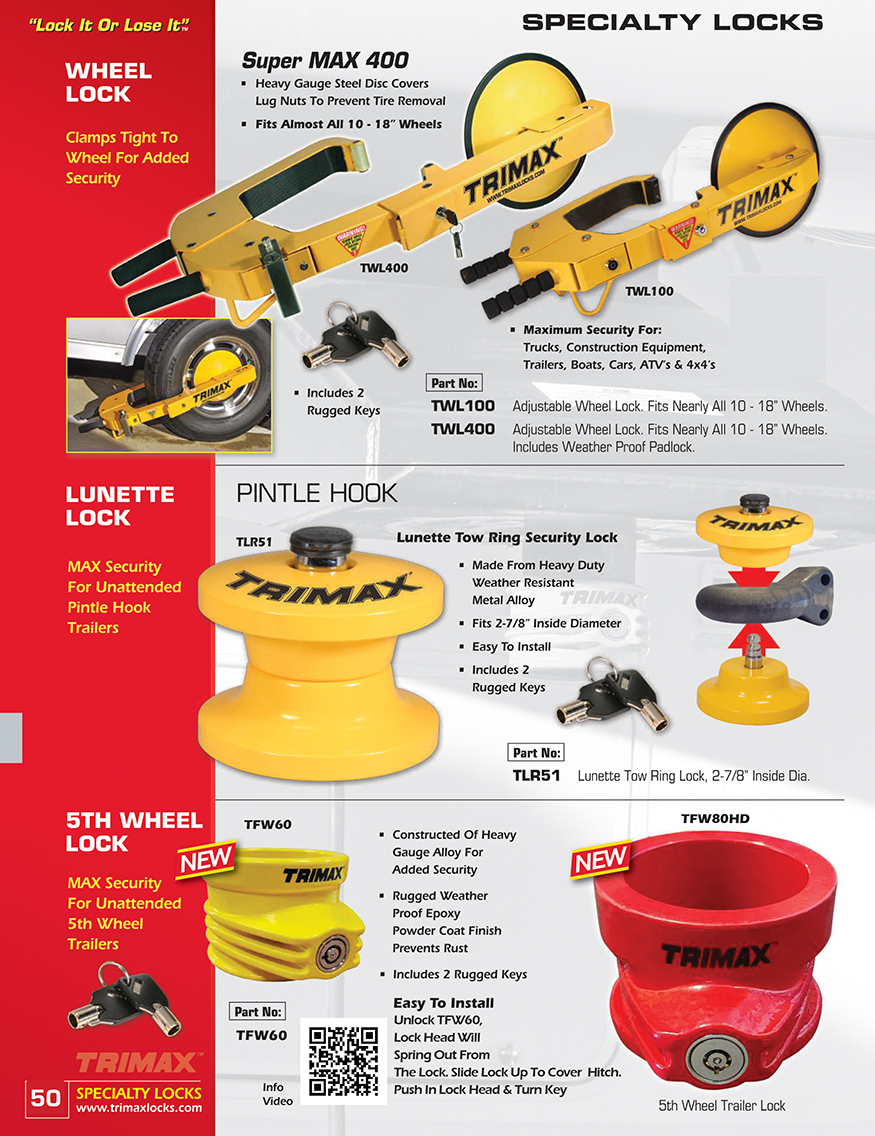 Specialty locks, wheel lock, lunette locks and 5th wheel locks Barrhead.