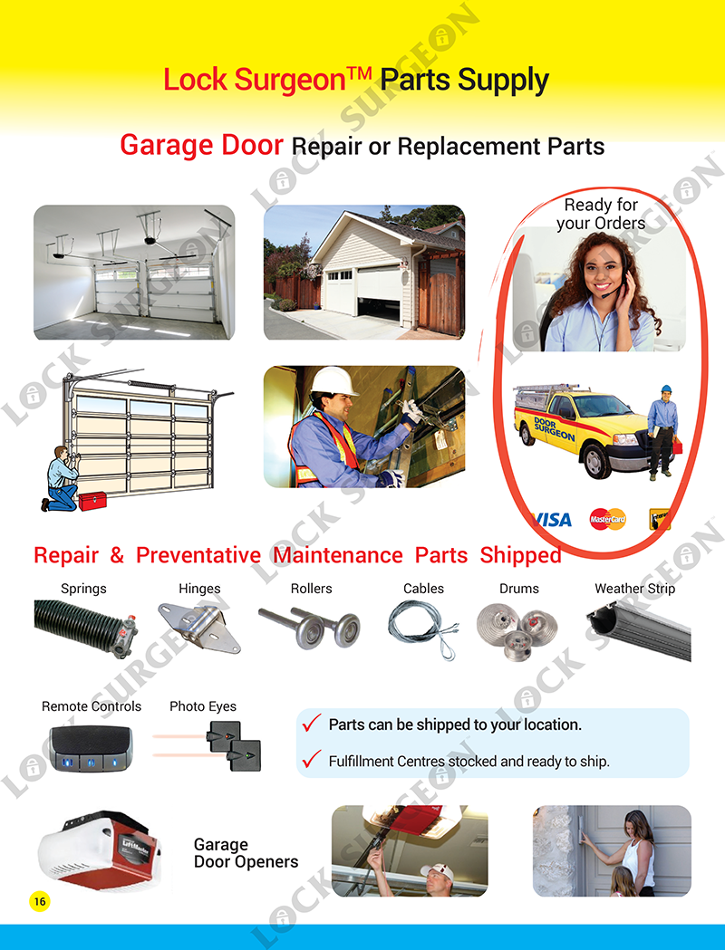 Replacement garage door parts for a variety of brands and styles Cochrane.