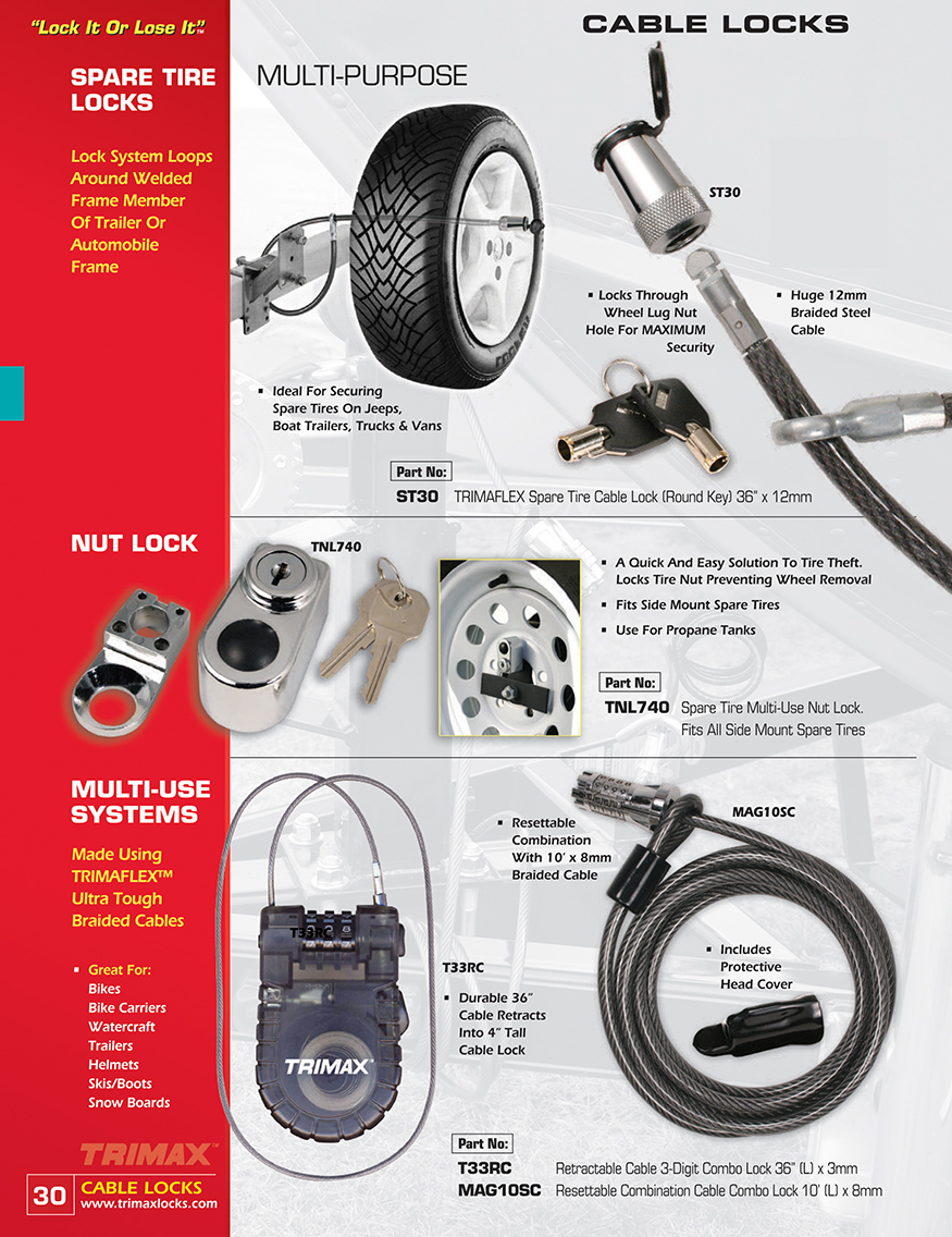 Spare tire locks multi-purpose cable locks Cochrane.