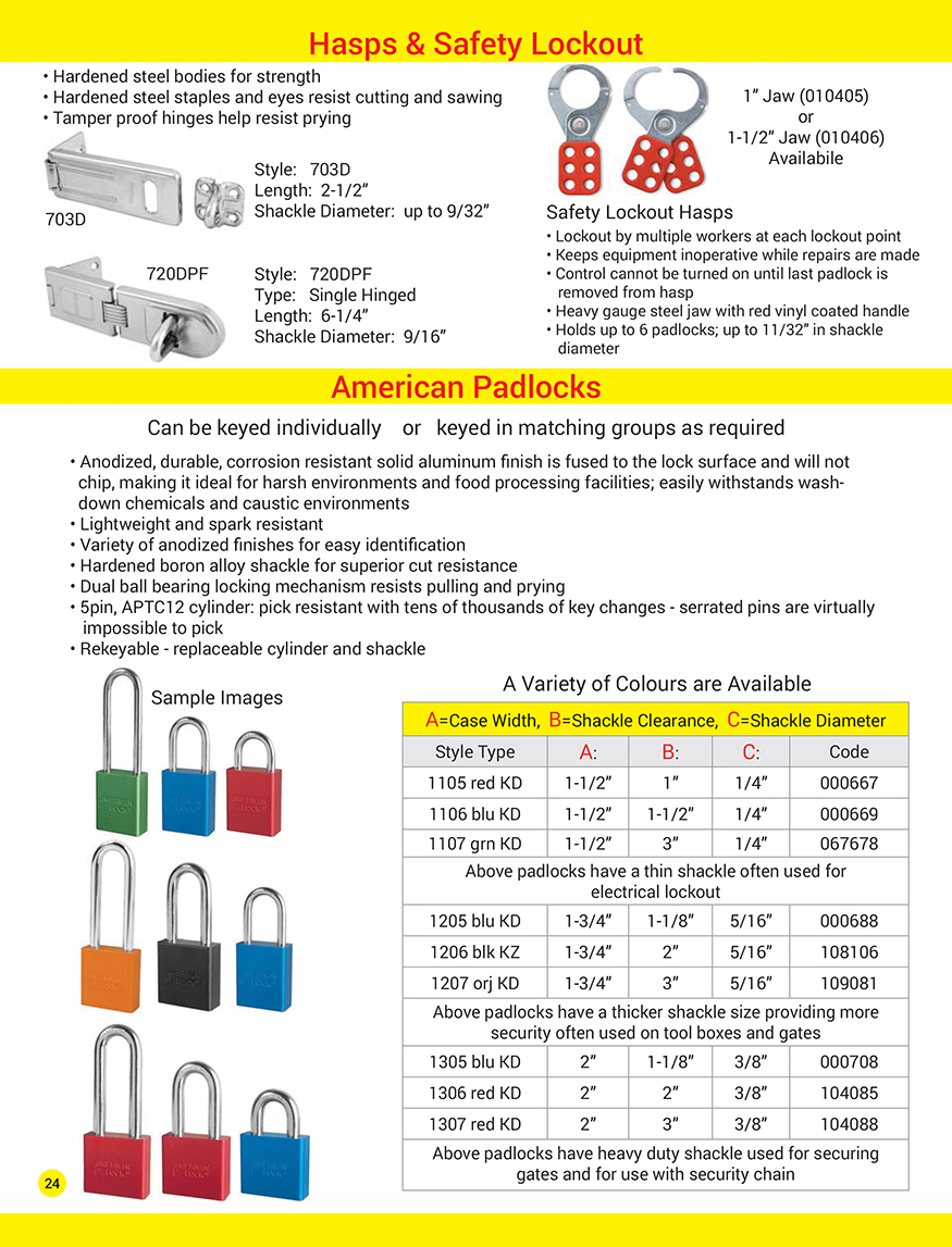 Various sizes & styles of american padlocks additional sizes & colours available Cochrane.