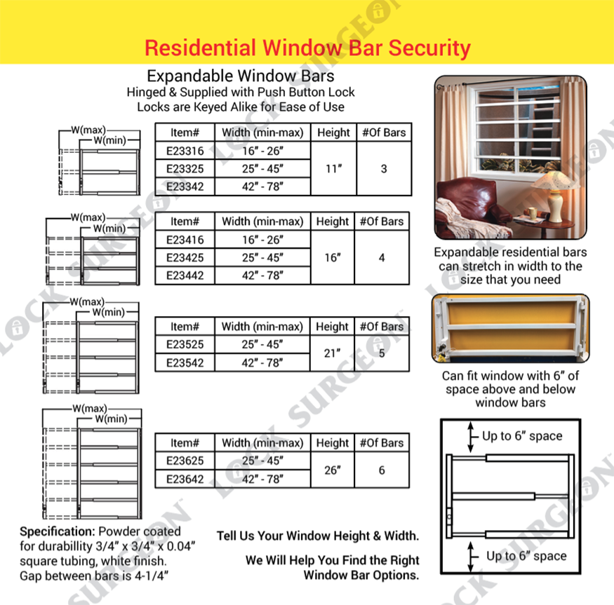 Residential window hinged security bars come complete with lock Cold Lake.