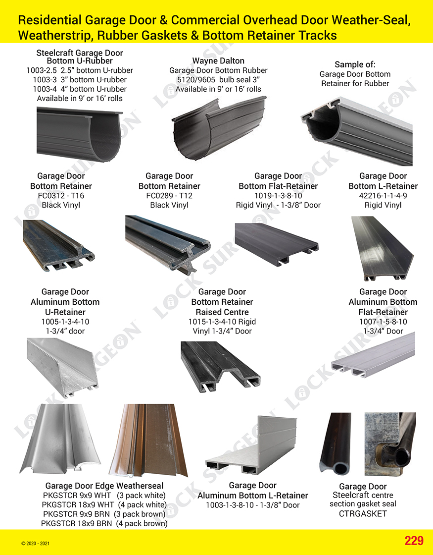 Crossfield Garage door coils door-edge weatherseal bottom-rubber bottom-retainer rubber & gasket.