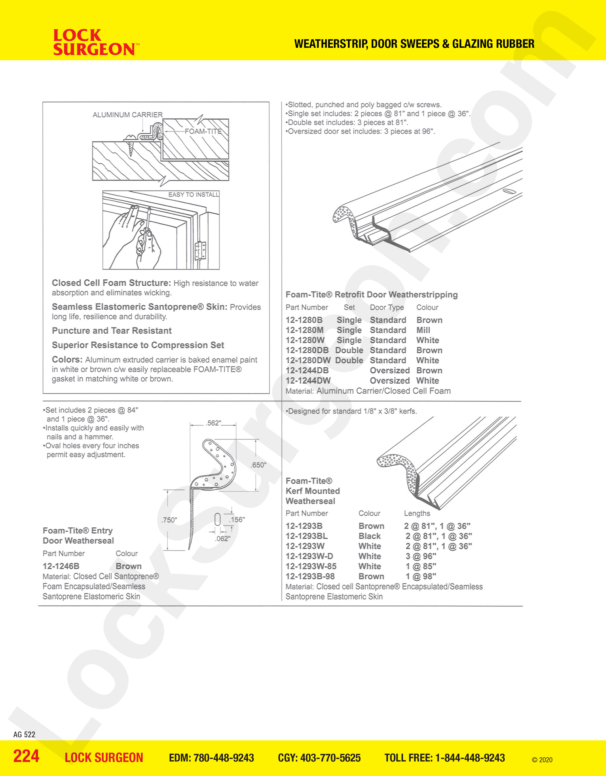 Door seals, weatherstrip and Foam-Tile® Crossfield.