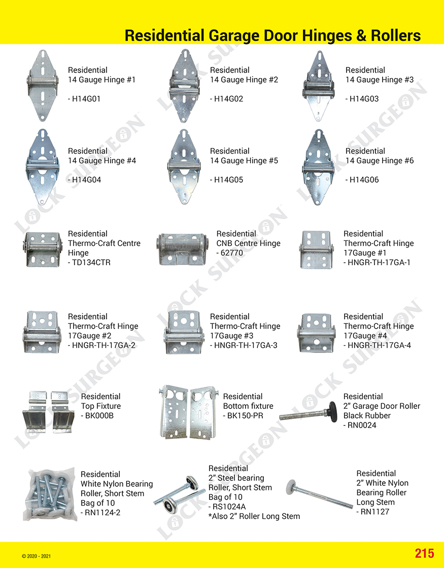 Drayton Valley Garage door parts-residential hinges and rollers.