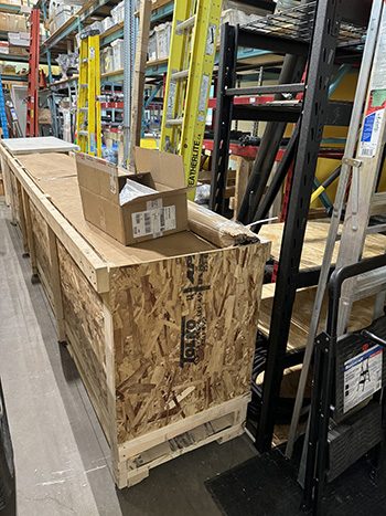 parts for customer loaded and crated up ready to ship to Olds.