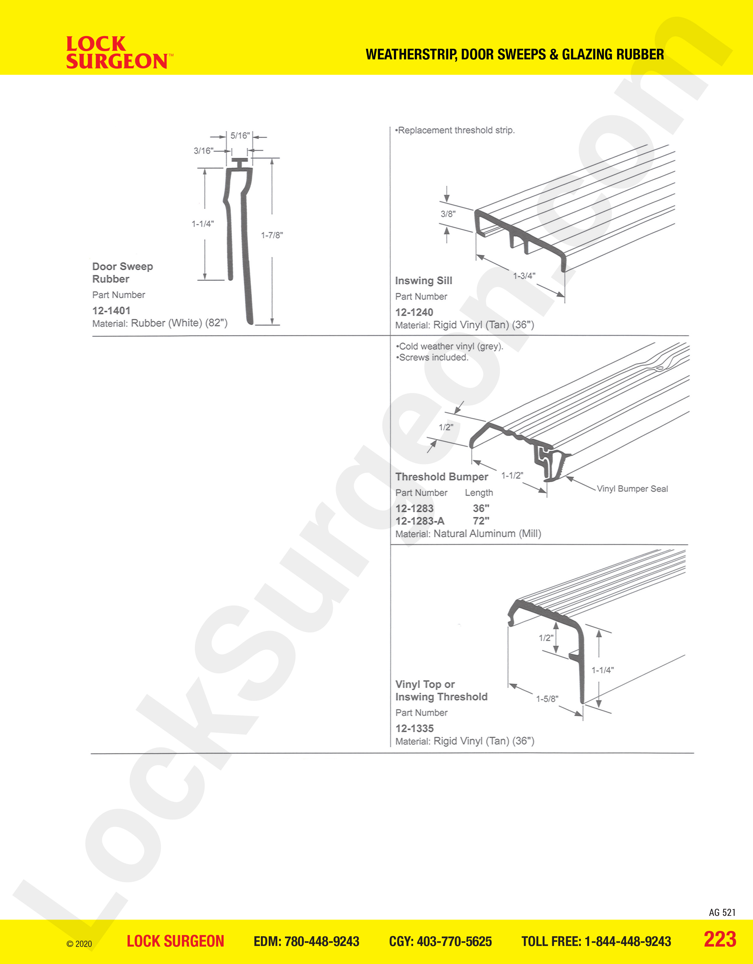 Olds Door sweep, door sill bumper and door thresholds.