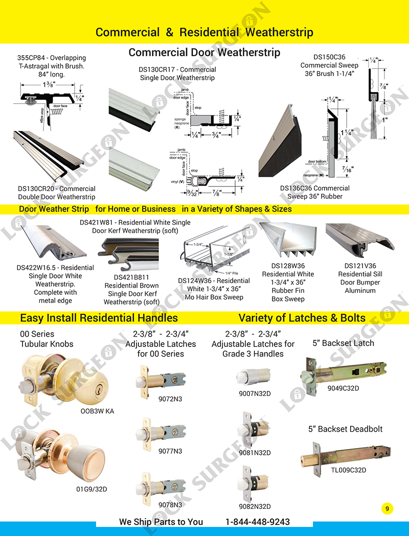 Strathmore Commercial & residential weatherstrip & industrial door security hardware.