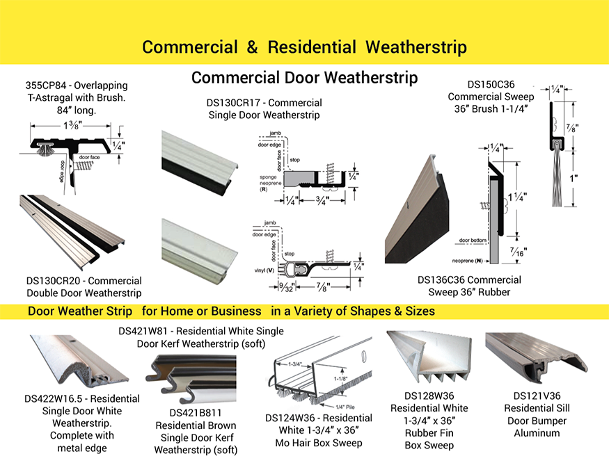 Residential and commercial weatherseal.